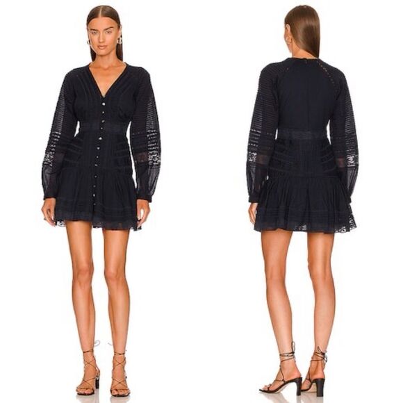 NWT Veronica Beard Addilyn Eyelet Dress In Ink Size 10 Navy Blue Cotton $498 - Picture 4 of 15